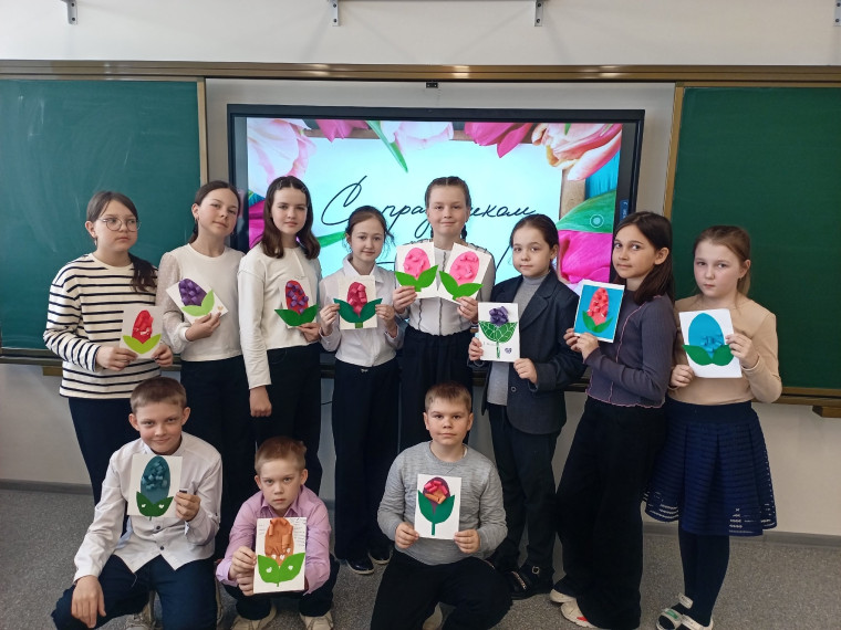Открытки "Весеннее настроение" от 4а класса.